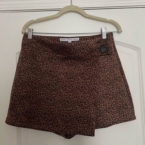 Brown Leopard Print Women's Skort